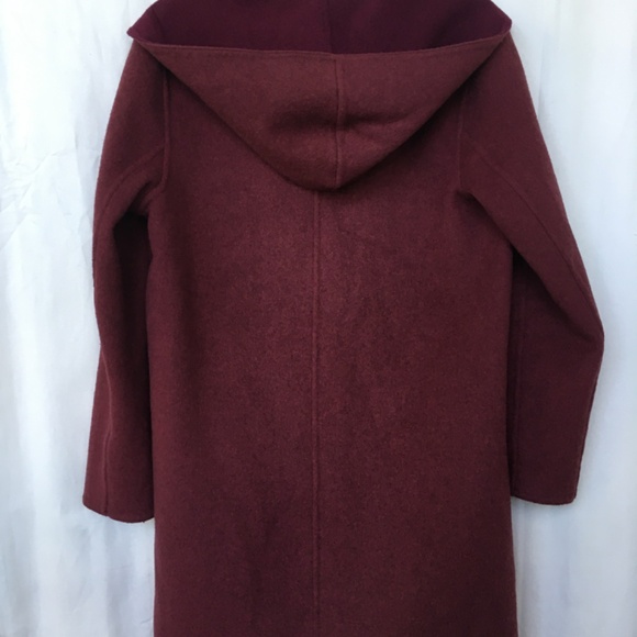 Uniqlo double faced wool blend coat with hood - maroon - oversized XS - Picture 4 of 15